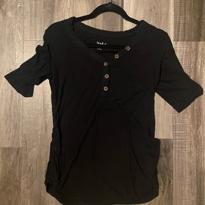 V-neck, elbow sleeve, Isabel maternity shirt